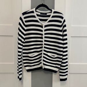 Stylish Black and White Striped Cardigan
